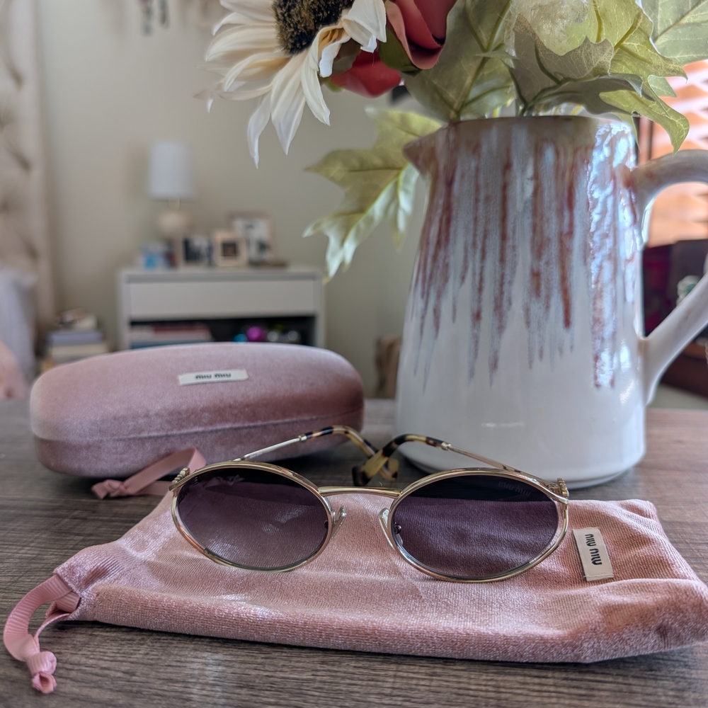 Miu Miu Gold Sunglasses with Dark Lenses